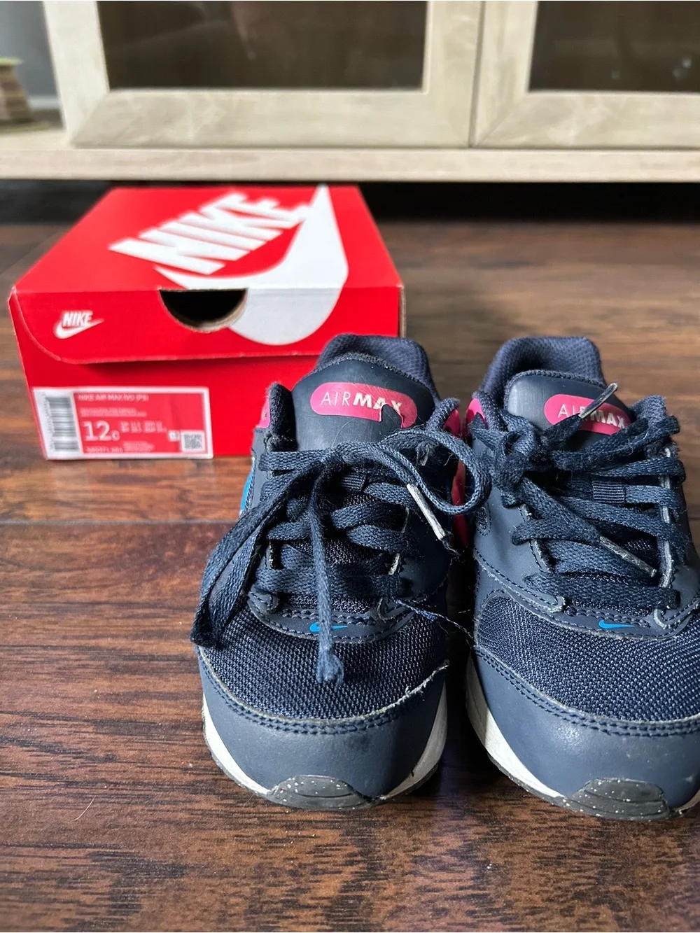 Nike Kids Navy and Pink Air Max Sneakers